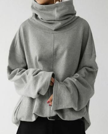 R&B | Damen Langarm-Turtleneck-Sweatshirt mit Taschen