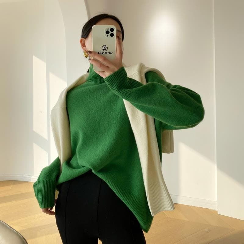 R&B | Strickpullover Rollkragen Lässige Passform Weich und Warm Lange Ärmel
