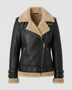 R&B | Lammfell Gefütterte Bikerjacke für Damen