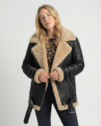 R&B | Lammfell Gefütterte Bikerjacke für Damen