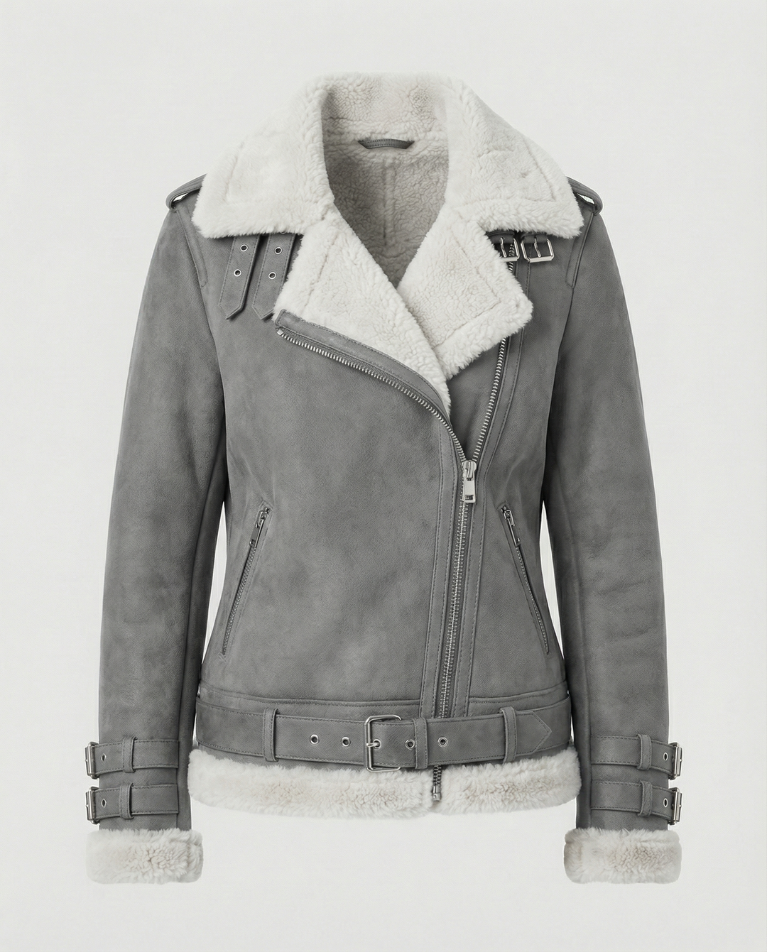 R&B | Lammfell Gefütterte Bikerjacke für Damen