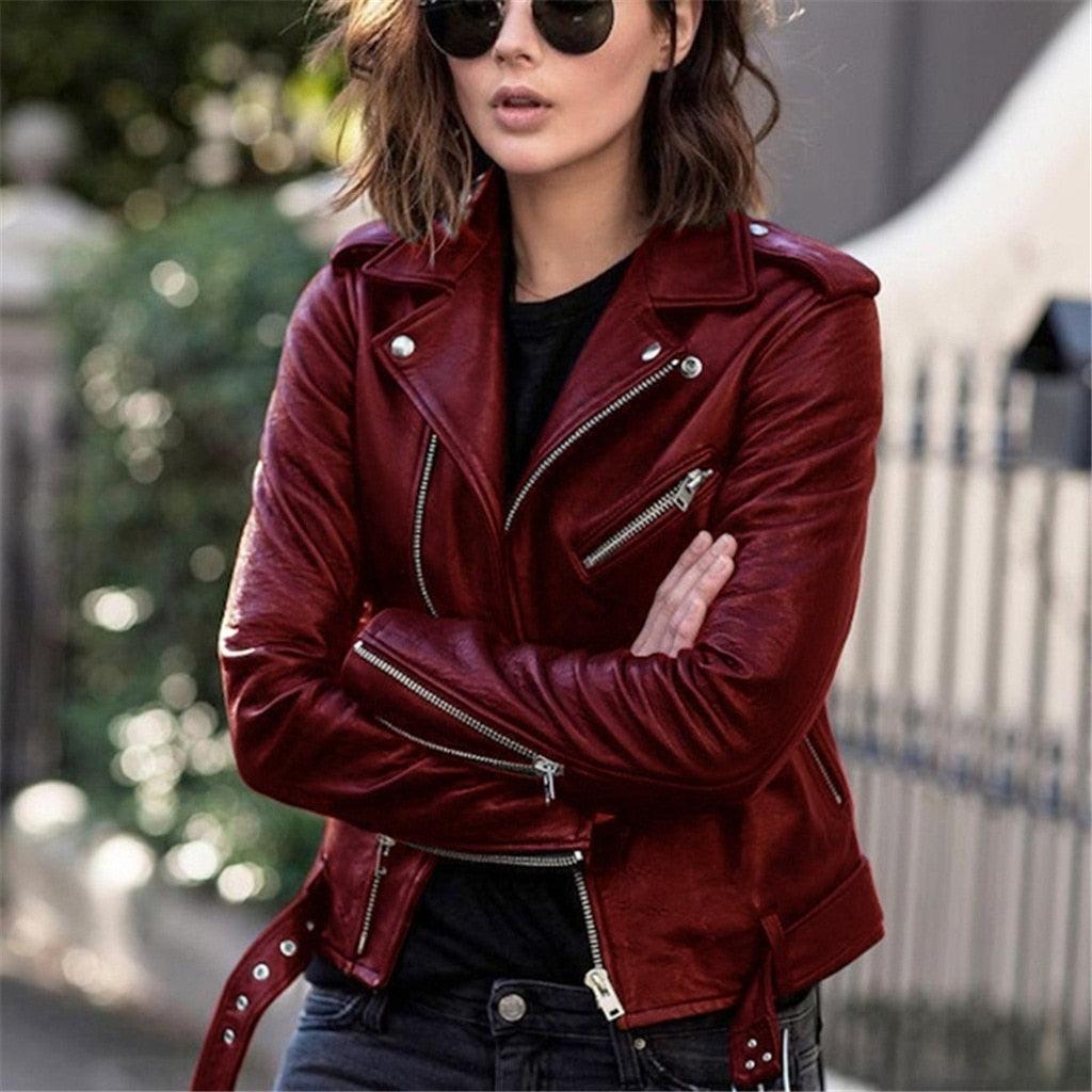 R&B | Trendy Bikerjacke mit Gürtel für Damen