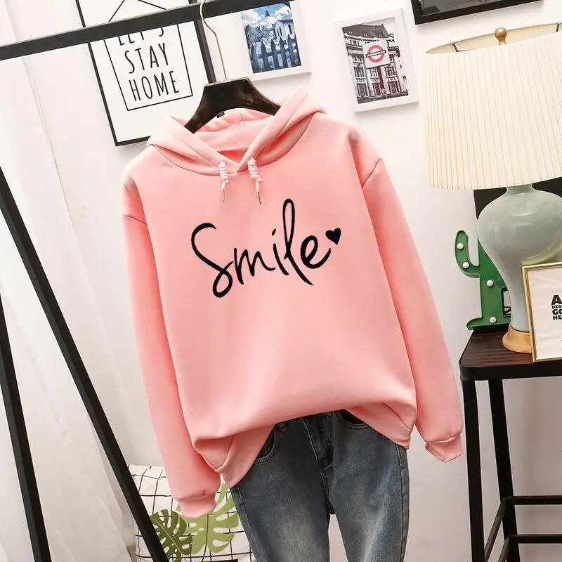R&B Damen Hoodie mit Smile-Print und Kapuze