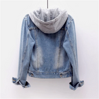 R&B | Denimjacke für Frauen Lässiger Look für Den Herbst Abnehmbare Kapuze