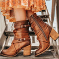 Leder Damen Stiefeletten mit orthopädischem Absatz – Chiara R&B
