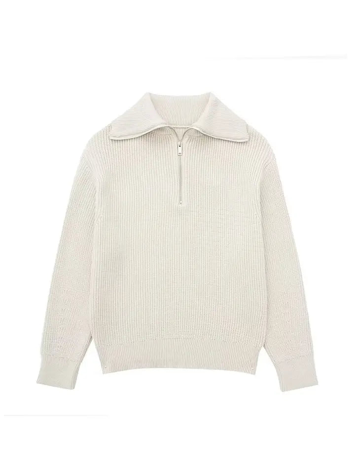 R&B | Retro Halbzip Gestreifter Pullover