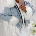 R&B | MODACHIC Jeansjacke mit Pelzbesatz