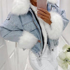 R&B | MODACHIC Jeansjacke mit Pelzbesatz