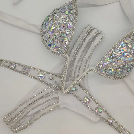 R&B | Venus Urlaub V-Kragen Rhinestone Badeanzug Daimond Bikini Set Push-Up Badeanzug Bling Stein Badeanzug