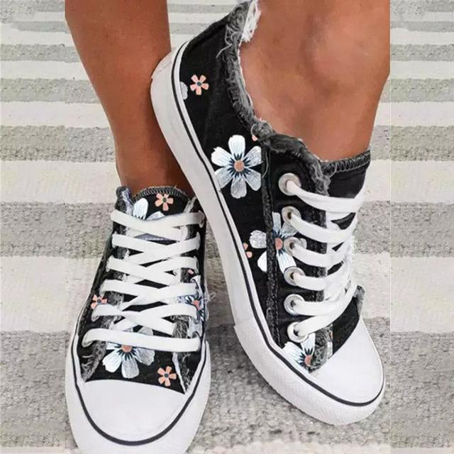 Blumenmuster Canvas Flachschuhe R&B