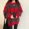 R&B | Pullover - Damen Herbst Übergröße Gestreifter Strickpullover