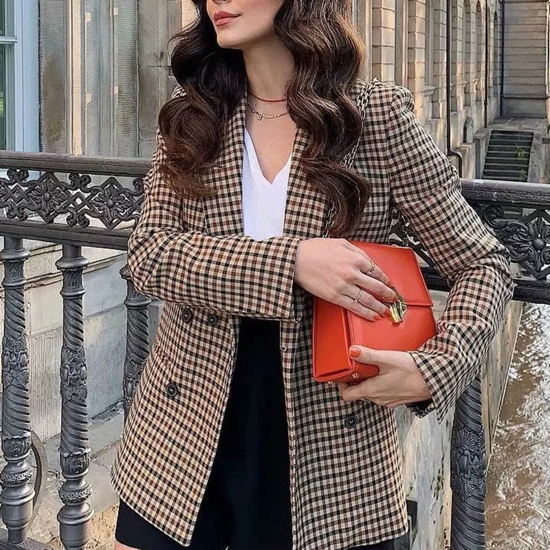 R&B | Karierter Blazer mit langen Ärmeln
