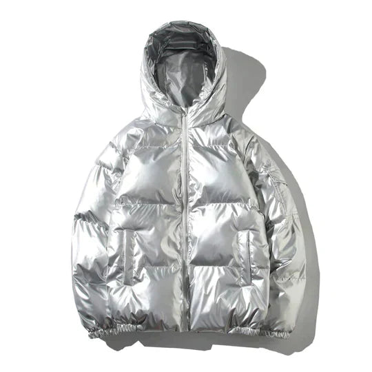 R&B - Winddichte metallische Winter-Pufferjacke