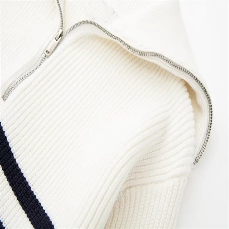 R&B | Retro Halbzip Gestreifter Pullover