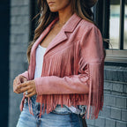 R&B | Revers Langarm Fransen Crop Hippie Jacke