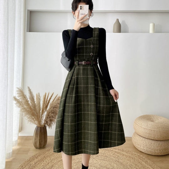 R&B - Frauen Stilvolles Vintage-Kariertes Kleid
