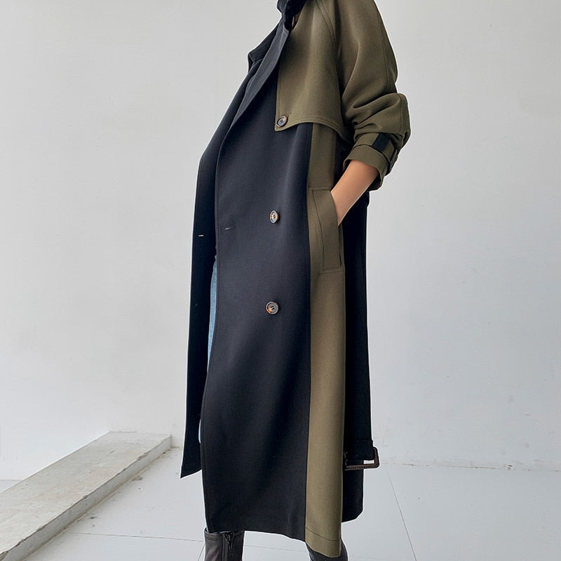 R&B | Schicker marineblauer und olivfarbener Trenchcoat