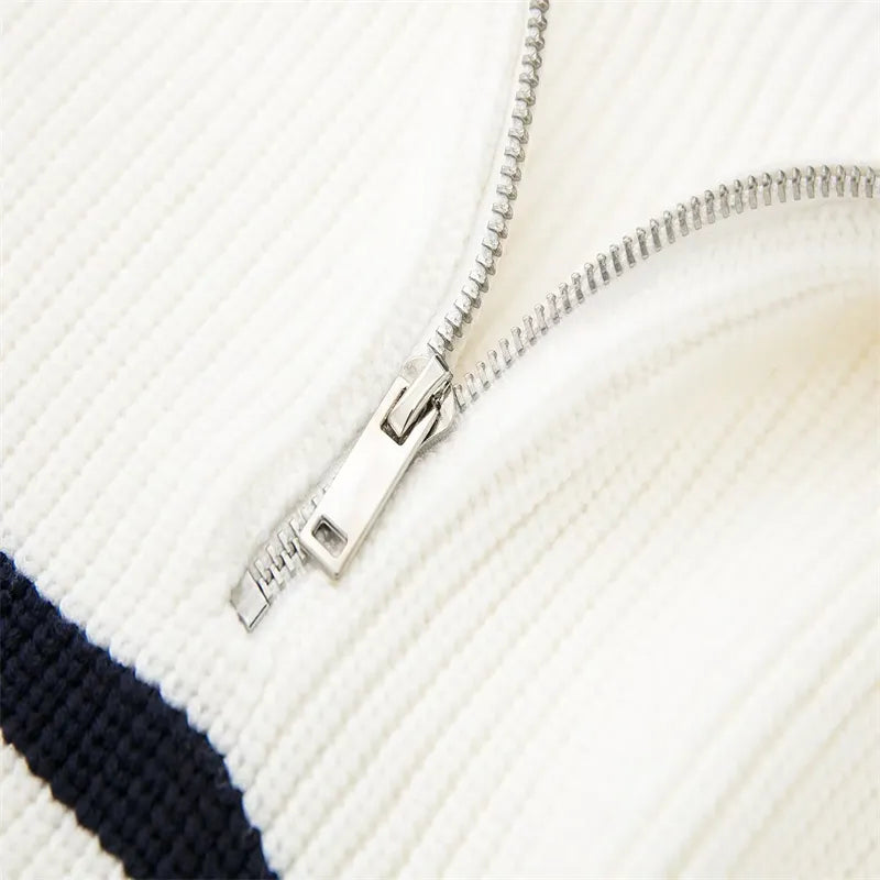 R&B | Retro Halbzip Gestreifter Pullover