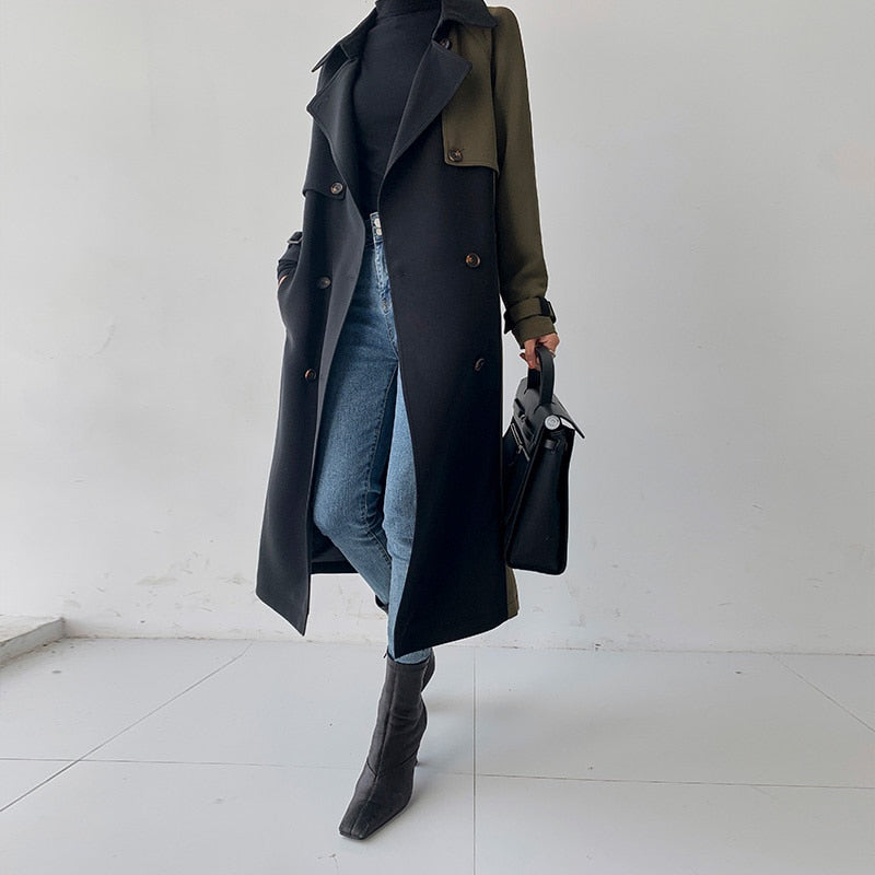 R&B | Schicker marineblauer und olivfarbener Trenchcoat