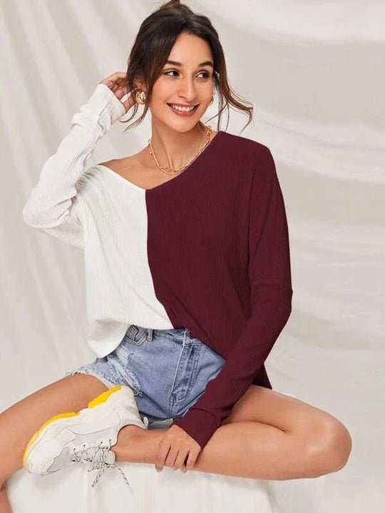 R&B | Kontrastfarbiger Pullover
