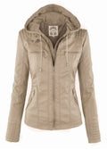 R&B | Lederjacke mit Kapuze für Damen