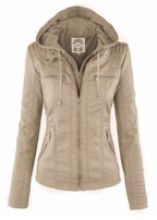 R&B | Lederjacke mit Kapuze für Damen