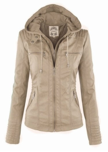 R&B | Lederjacke mit Kapuze für Damen