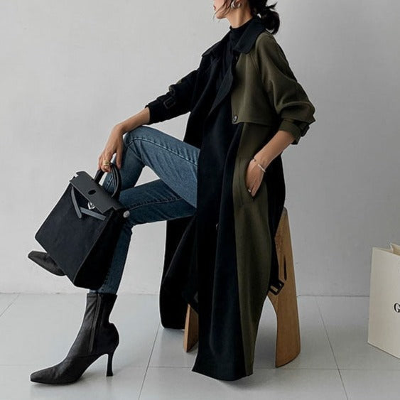 R&B | Schicker marineblauer und olivfarbener Trenchcoat