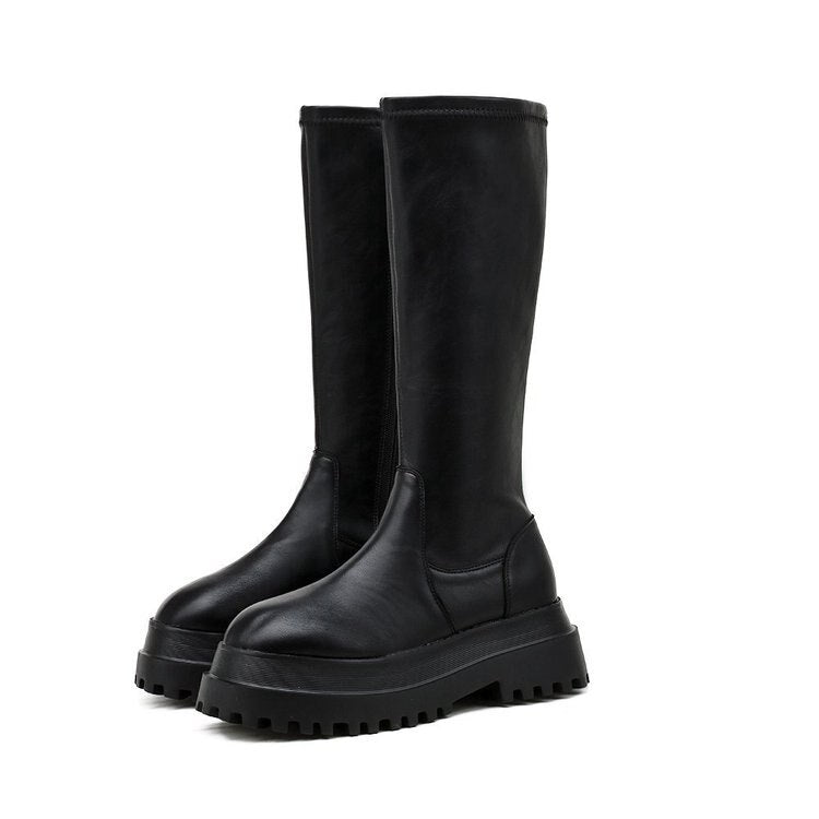 R&B | Hohe Stiefel Damen Schwarz Tracksohle