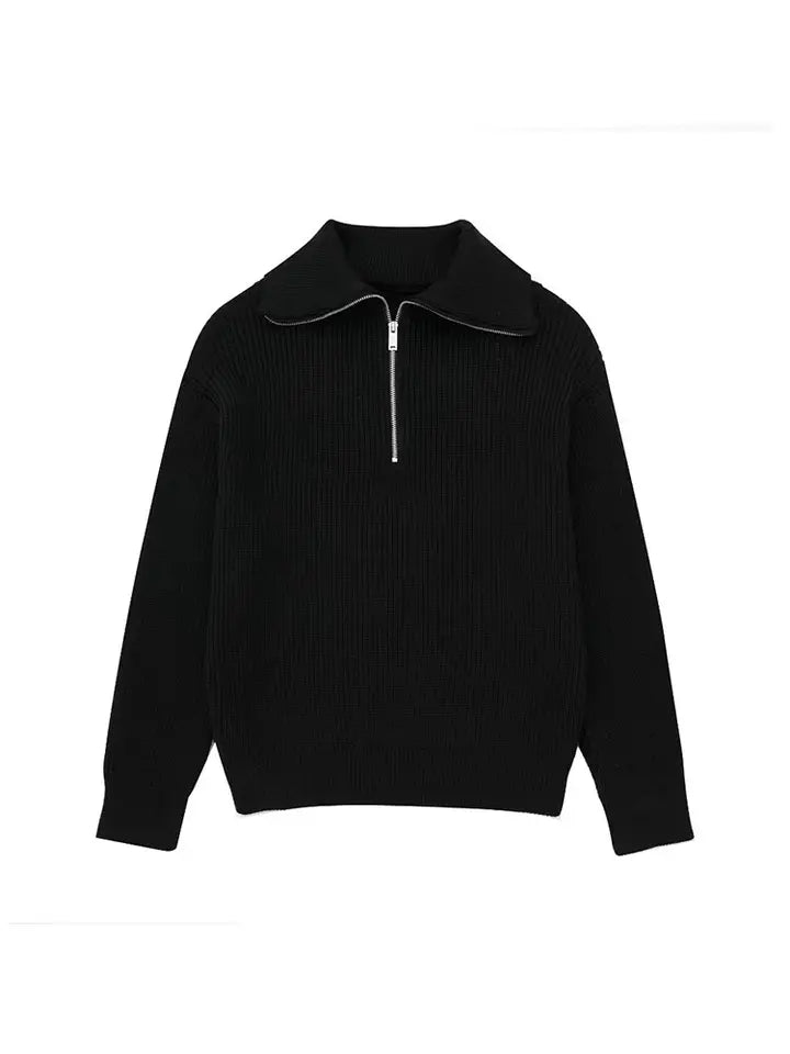 R&B | Retro Halbzip Gestreifter Pullover