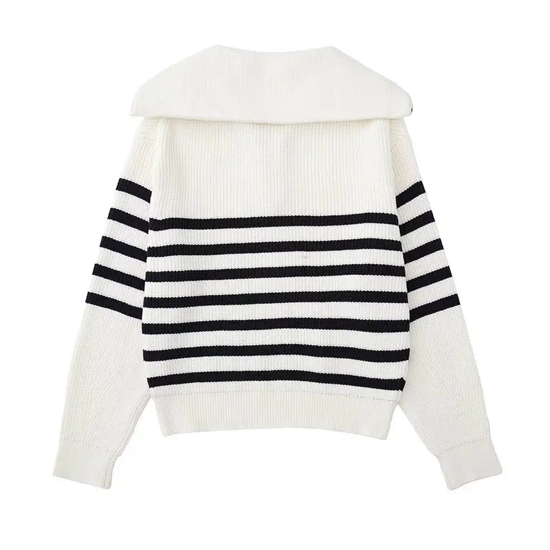 R&B | Retro Halbzip Gestreifter Pullover