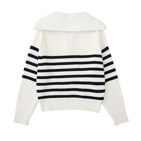 R&B | Retro Halbzip Gestreifter Pullover
