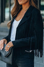 R&B | Revers Langarm Fransen Crop Hippie Jacke