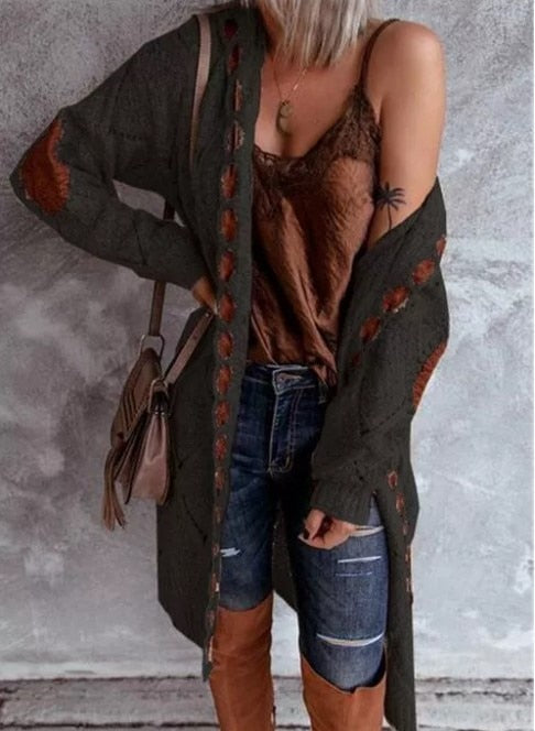 R&B | Stilvoller Damen Cardigan mit Verspielten Details und Langer Passform