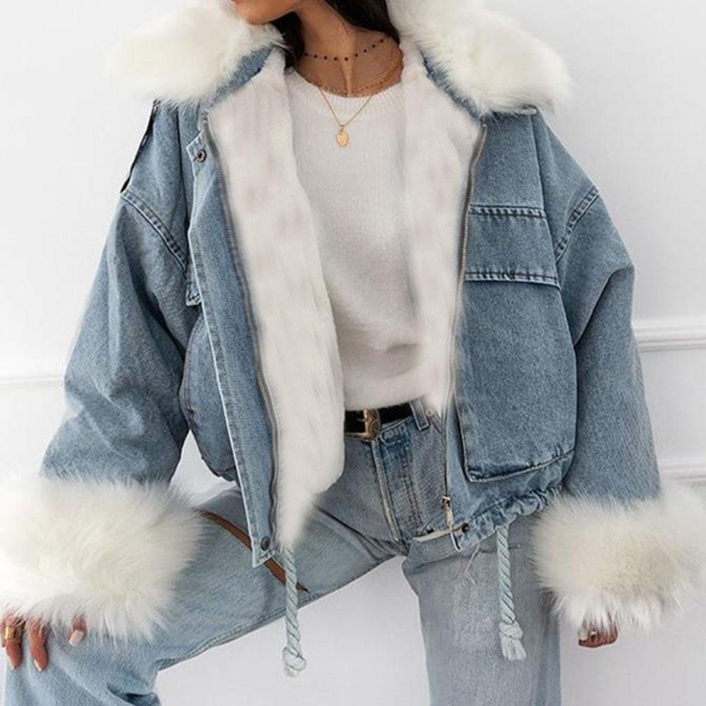 R&B | MODACHIC Jeansjacke mit Pelzbesatz
