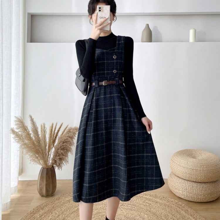 R&B - Frauen Stilvolles Vintage-Kariertes Kleid