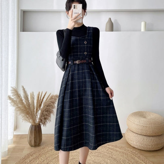 R&B - Frauen Stilvolles Vintage-Kariertes Kleid