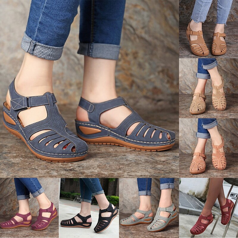 Leder Retro Orthopädische Sandalen R&B