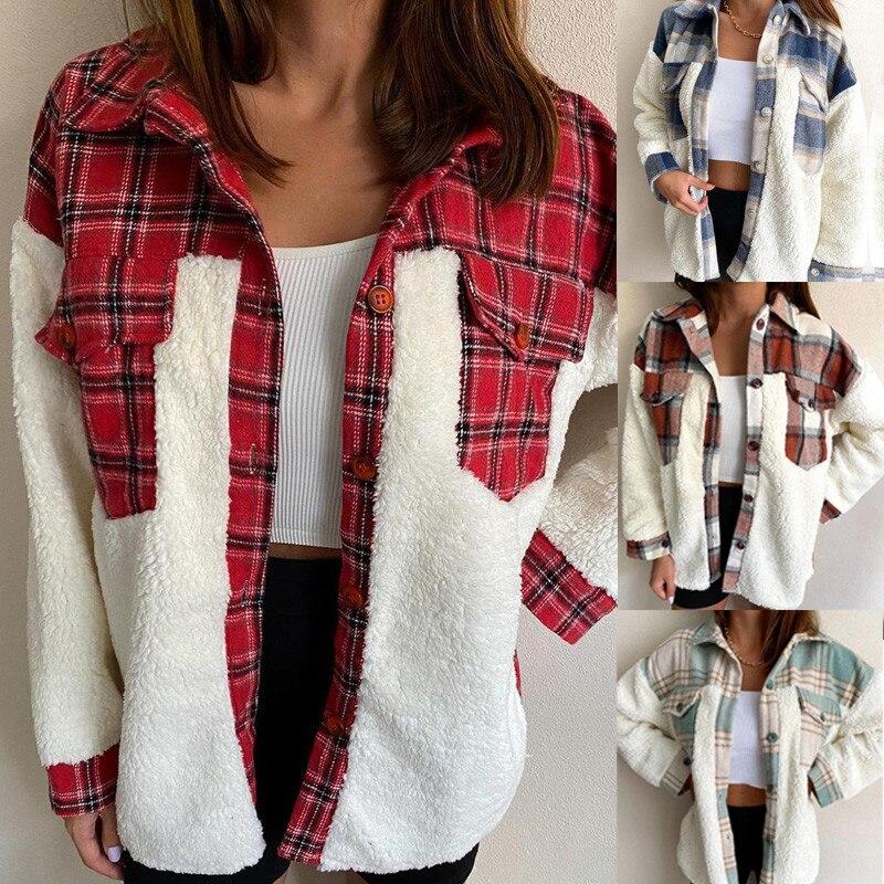 R&B | MODACHIC Karierte Lammwolljacke