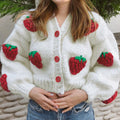R&B | Strickjacke Weiches gestricktes Jacket mit süßen Erdbeeren