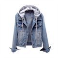 R&B | Denimjacke für Frauen Lässiger Look für Den Herbst Abnehmbare Kapuze
