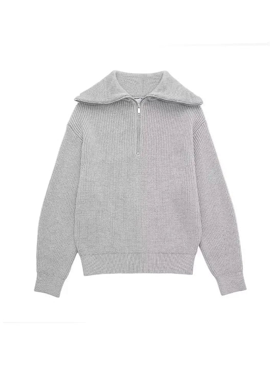 R&B | Retro Halbzip Gestreifter Pullover