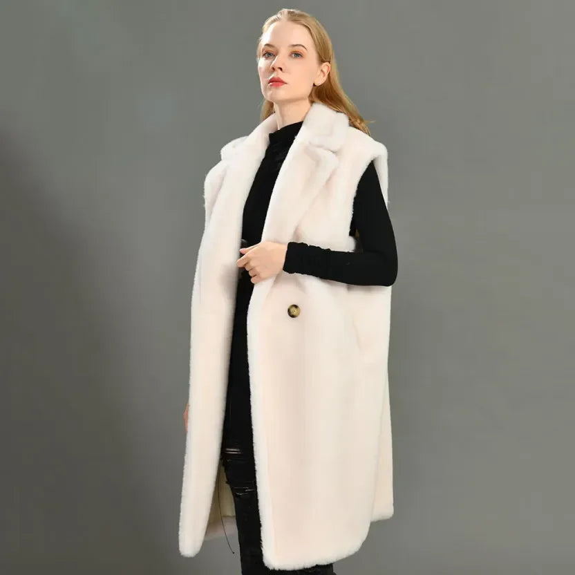 R&B | Damen Winter Teddy Mantel Ärmellos