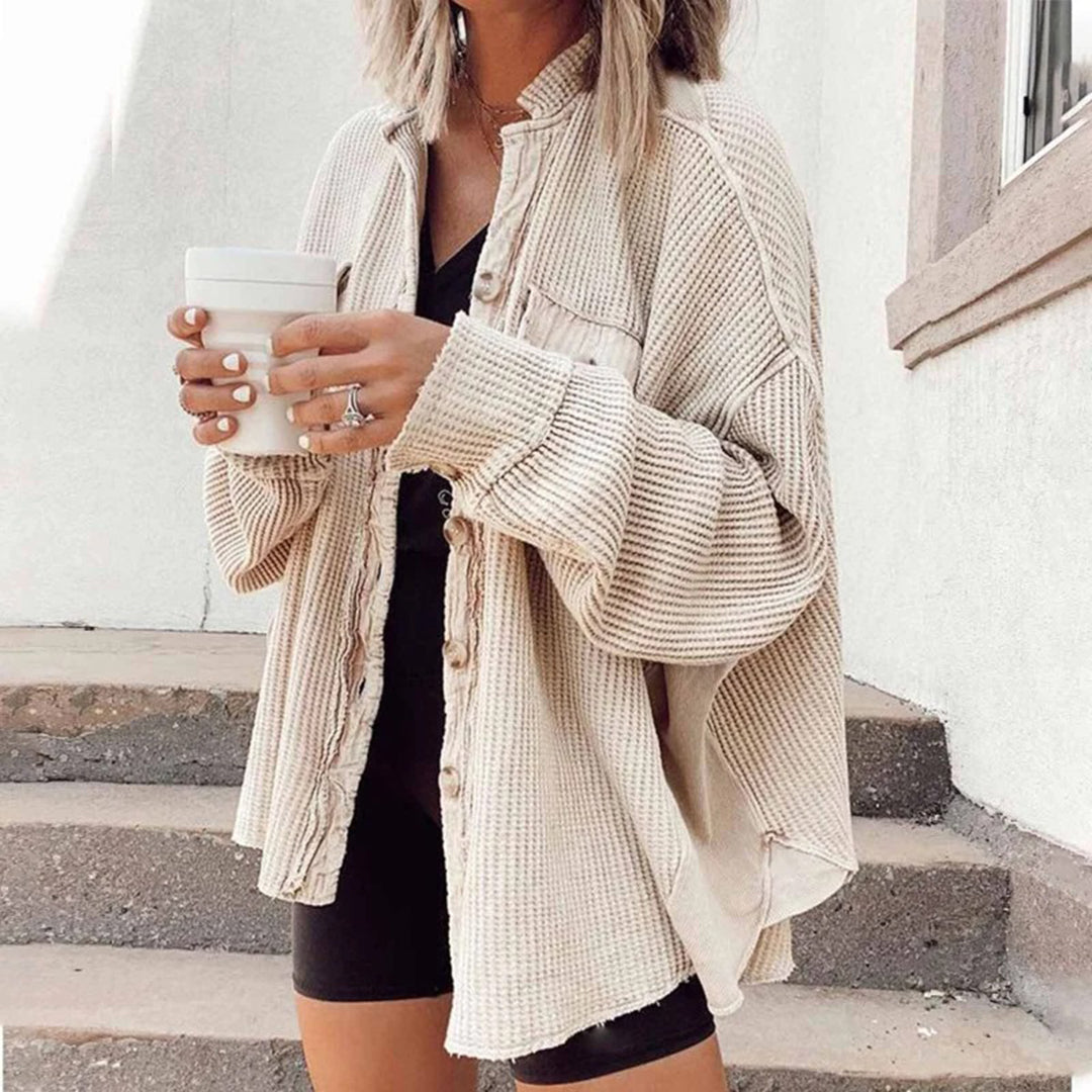 R&B | Damen Lässige Gerippte Strickjacke