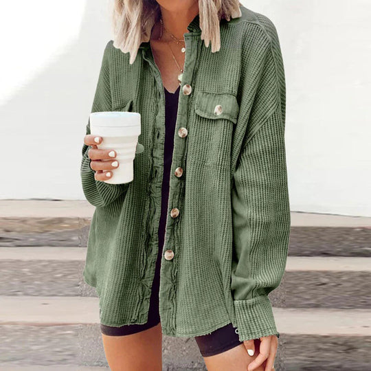 R&B | Damen Lässige Gerippte Strickjacke