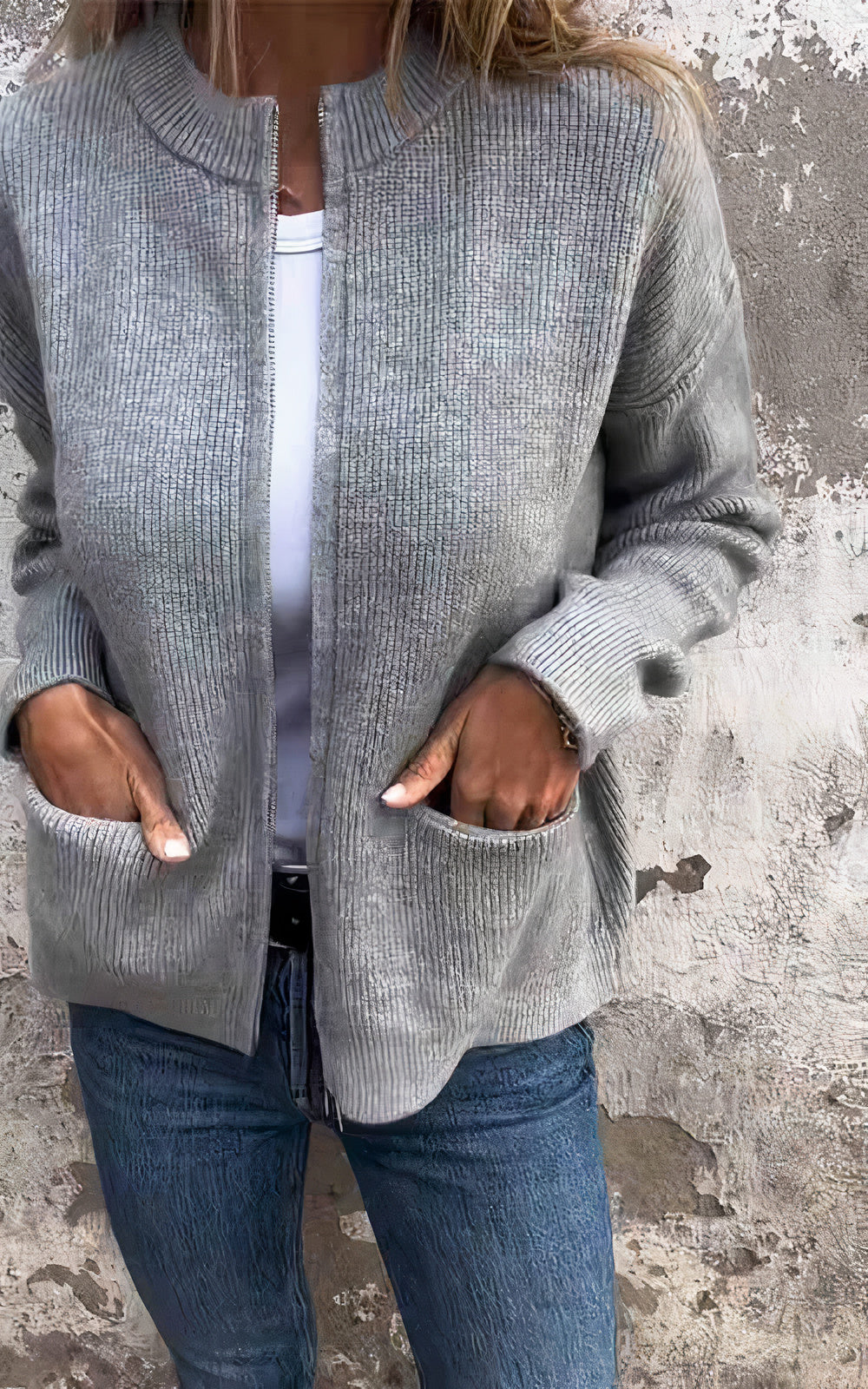 R&B | Strickjacke mit Reißverschluss - Stilvolle Übergangsjacke für Alltag und Freizeit