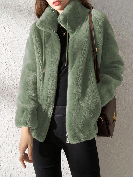 R&B | Teddy Fleece Jacke - Weiches Kunstfell - Hoher Kragen - Reißverschluss - Lässige Passform