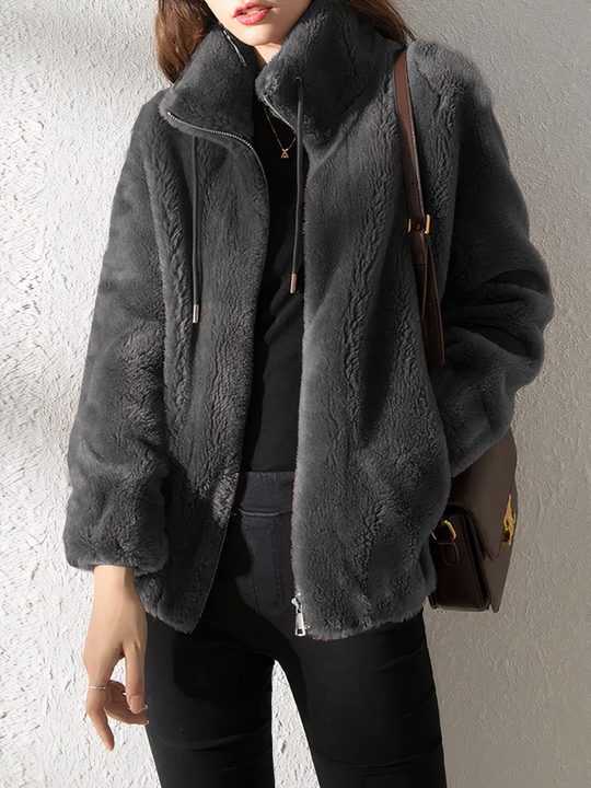 R&B | Teddy Fleece Jacke - Weiches Kunstfell - Hoher Kragen - Reißverschluss - Lässige Passform