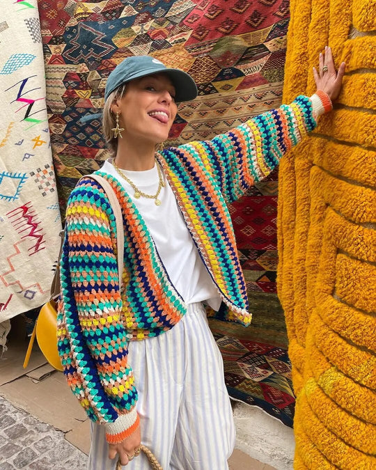 R&B | Stilvolle Bunte Strickjacke