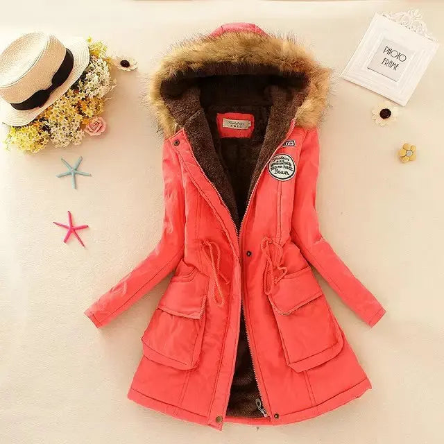 R&B | Gefütterte Winterjacke mit Verstellbarem Bund und Kapuze für Frauen